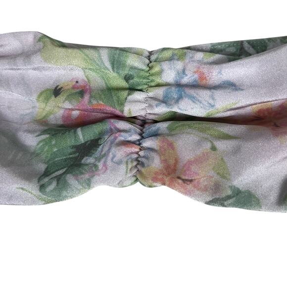 American Apparel Pink Floral Flamingo Bikini Top - Picture 2 of 6